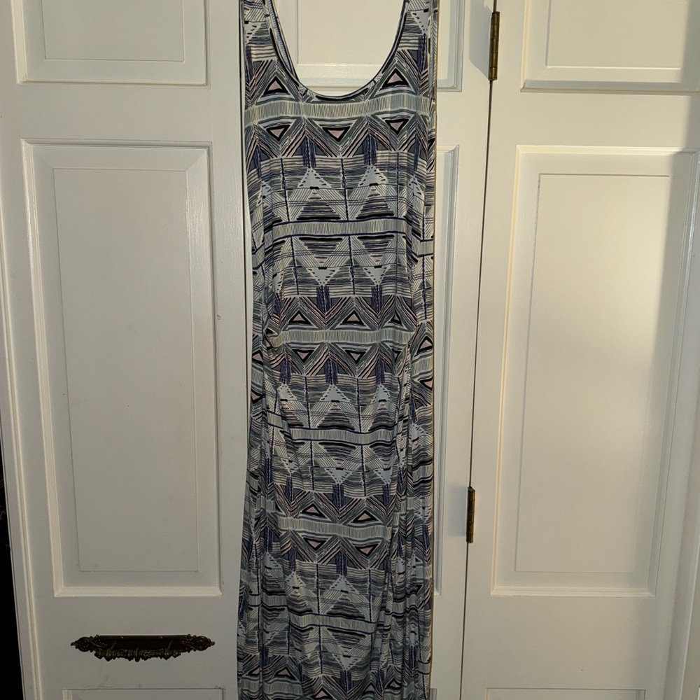 Rachel Pally Gray and Blue Geometric Maxi Dress